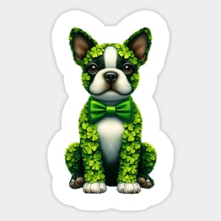 Clover Boston Terrier Dog St Patricks Day Sticker